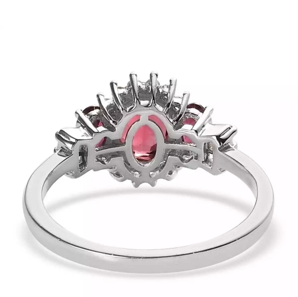 Genuine Tanzanian Wine Garnet Ring Platinum over Sterling Silver Sz 6! New - Picture 5 of 8